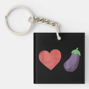 Liebt Aubergine Lustig Schwul LGBTQ Stolz Schlüsselanhänger