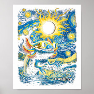 Liebt Axolotls Sonnenfinsternis Vintage Sternennac Poster