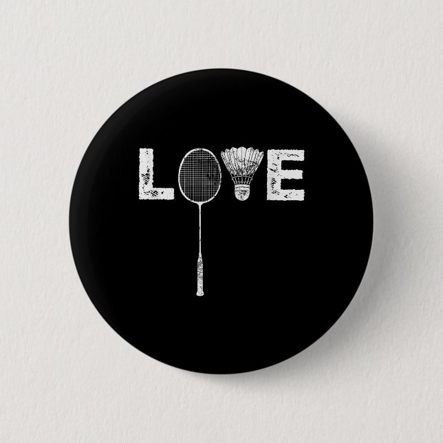 Liebt Badminton-Schläger Federball Liebhaber  Button (Vorderseite)