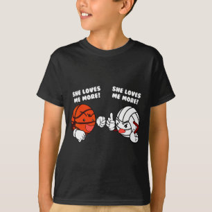 Liebt Basketball Volleyball Spieler T-Shirt mehr