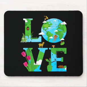 Liebt die Erde Welt Planet Tag Umwelt Tiere Mousepad