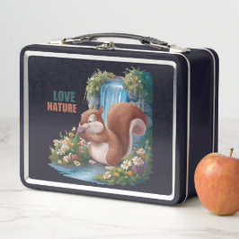 Liebt die Natur Lustiges Eichhörnchen Metall Brotdose