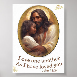 Liebt einander, Bibelvers Christentum Poster
