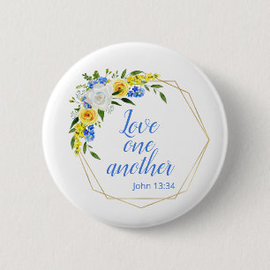 Liebt einander Blumen Button