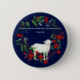 Liebt einander | Lamm & Floral Christian Button