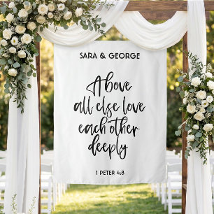 Liebt einander tief vor allem anderen Hochzeitssch Wandteppich