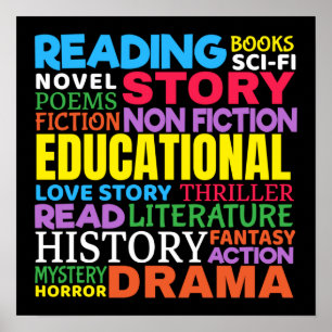 Liebt es Bücher zu lesen - Genre Wortkunst Poster