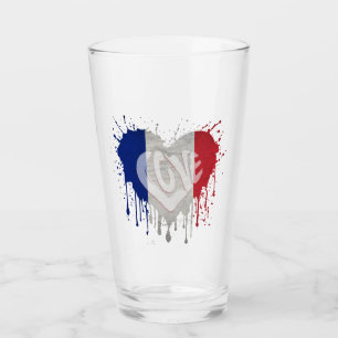 Liebt Frankreich Flagge Glas
