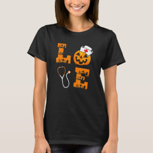 Liebt Halloween Krankenschwester Kürbis Kostüm Ste T-Shirt