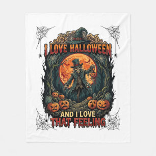 Liebt Halloween Skelett Vogelscheuche Vollmond Kür Fleecedecke