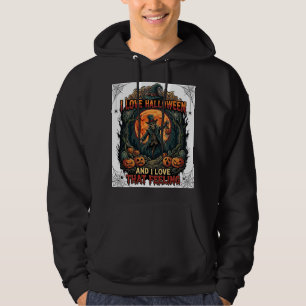 Liebt Halloween Skelett Vogelscheuche Vollmond Kür Hoodie