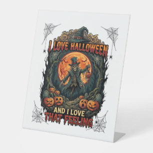 Liebt Halloween Skelett Vogelscheuche Vollmond Kür Sockelschild