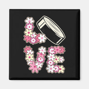Liebt Hockey Groovy Hippie 60er 70er Teenie Mädche Magnet