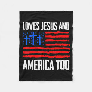 Liebt Jesus Amerika zu 4. Grafik Kunst Fleecedecke