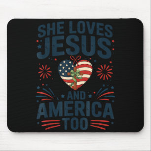 Liebt Jesus und Amerika auch amerikanische Flagge  Mousepad