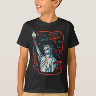 Liebt Jesus und Amerika auch Christlich Patriotisc T-Shirt