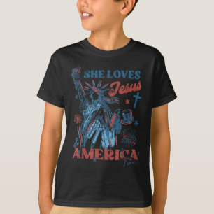 Liebt Jesus und Amerika auch Christlich Patriotisc T-Shirt