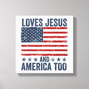 Liebt Jesus und Amerika auch Gott Christlich 4. Ju Leinwanddruck