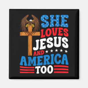 Liebt Jesus Und Amerika Auch Kreuz Patriotischer A Magnet