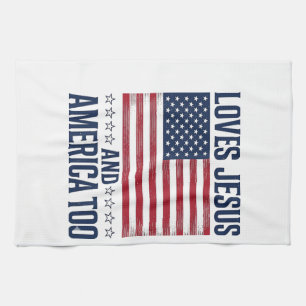 Liebt Jesus und Amerika auch zu patriotisch christ Geschirrtuch
