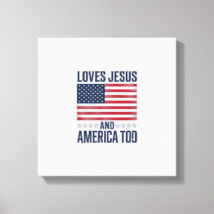Liebt Jesus und Amerika auch zu patriotisch christ Leinwanddruck