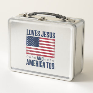 Liebt Jesus und Amerika auch zu patriotisch christ Metall Brotdose