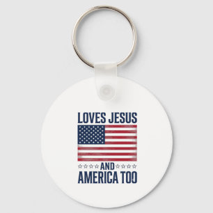 Liebt Jesus und Amerika auch zu patriotisch christ Schlüsselanhänger