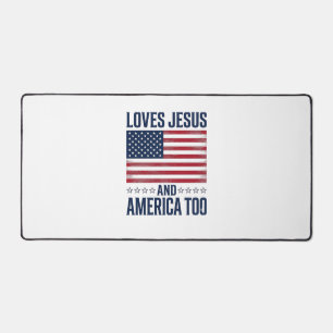 Liebt Jesus und Amerika auch zu patriotisch christ Schreibtischunterlage