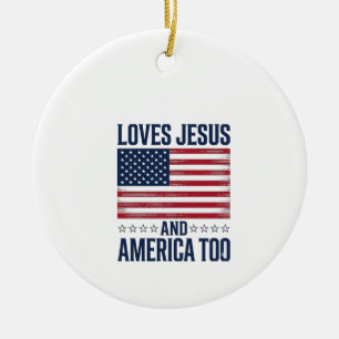 Liebt Jesus und Amerika zu patriotisch christlich Keramik Ornament