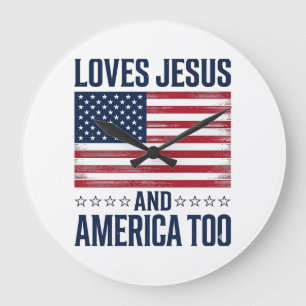 Liebt Jesus und Amerika zu patriotisch christliche Große Wanduhr