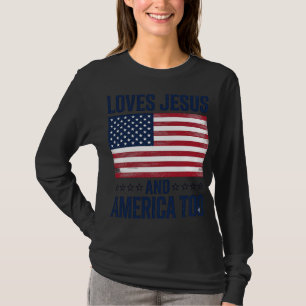 Liebt Jesus und Amerika zu sehr Patriotisches Chri T-Shirt