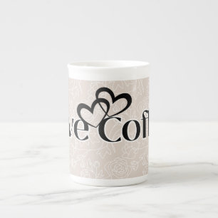 'Liebt Kaffee' Elegante Bone-China-Tasse Prozellantasse