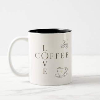 Liebt Kaffee Minimalistische Tasse | Hübsche Kaffe