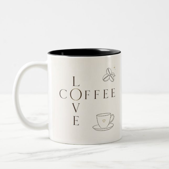 Liebt Kaffee Minimalistische Tasse | Hübsche Kaffe (Links)