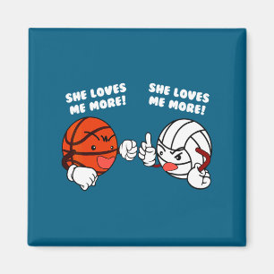 Liebt mehr Basketball-Volleyball-Spieler T-Shirt Magnet