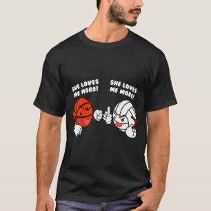 Liebt mehr Basketball-Volleyballspieler T-Shirt