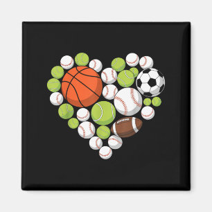 Liebt Sport Baseball Football Sportfan Herz Magnet