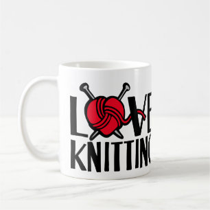 Liebt Stricken Grafik rote Wolle Tasse
