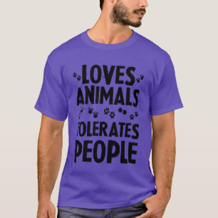 Liebt Tiere, toleriert Menschen Junge Retro T-Shirt