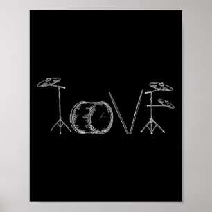 Liebt Trommeln Frohen Valentinstag Trommler Musik Poster