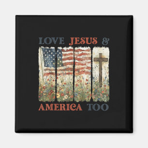 Liebt und Jesus Amerika zu 4. Juli Wildblume Magnet