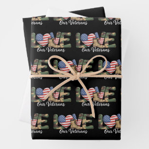 Liebt unseren Veteranentag Stolz Militär Amerikani Geschenkpapier Set