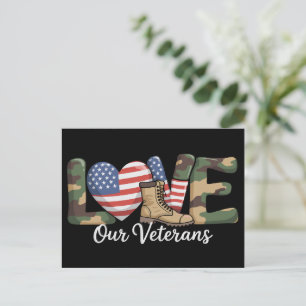 Liebt unseren Veteranentag Stolz Militär Amerikani Postkarte