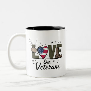 Liebt unseren Veteranentag Stolz Militärveterantag Zweifarbige Tasse