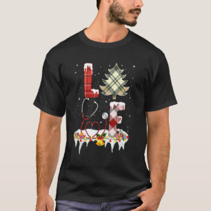 Liebt Weihnachtsbaum Stethoskop Krankenschwester W T-Shirt