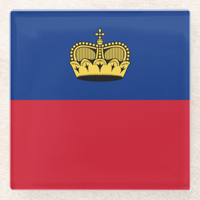 Liechtenstein-Flagge Glasuntersetzer (Vorderseite)