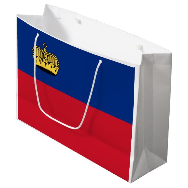 Liechtenstein-Flagge Große Geschenktüte (Vorderseite Schrägansicht)