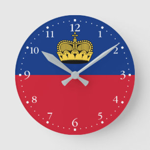 Liechtenstein-Flagge Runde Wanduhr