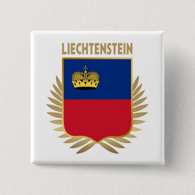 Liechtenstein-Flaggenschild Button (Vorderseite)