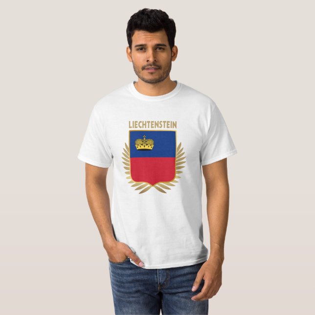 Liechtenstein-Flaggenschild T-Shirt (Vorne ganz)
